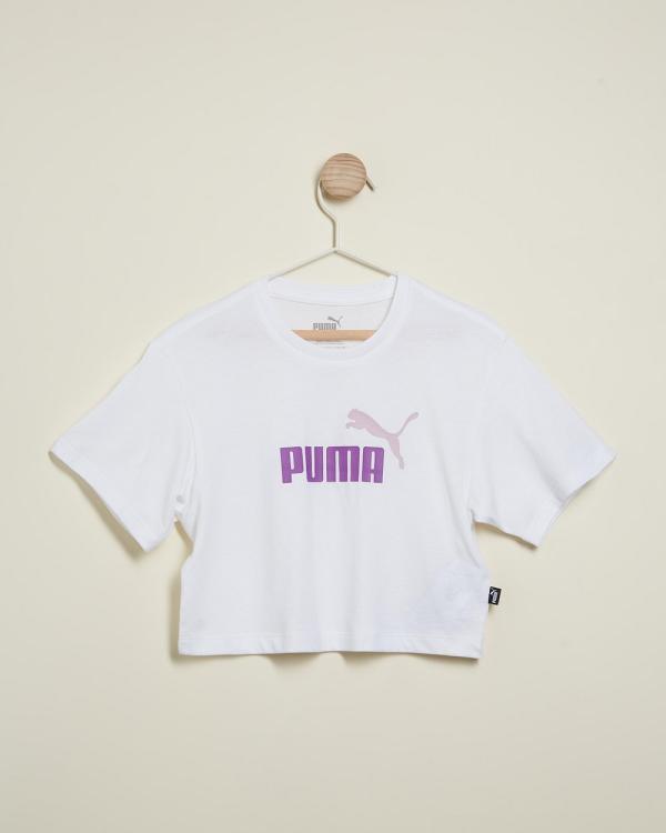 Puma - Logo Cropped Tee   Kids Teens - T-Shirts & Singlets (Puma White & Print) Logo Cropped Tee - Kids-Teens