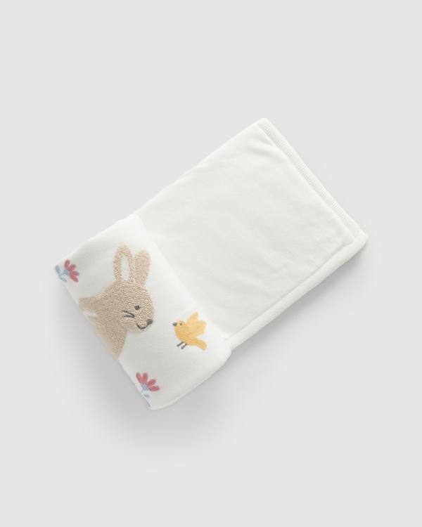 Purebaby - Embroidered Lined Blanket Babies - Nursery (Little Bunny) Embroidered Lined Blanket-Babies