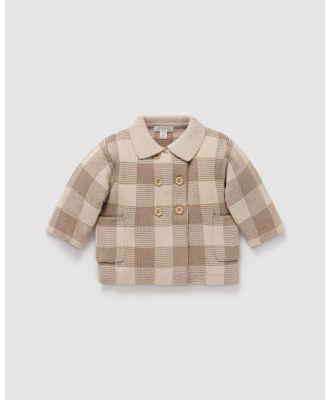 Purebaby - Knitted Check Jacket   Babies - Coats & Jackets (Twig Plaid) Knitted Check Jacket - Babies