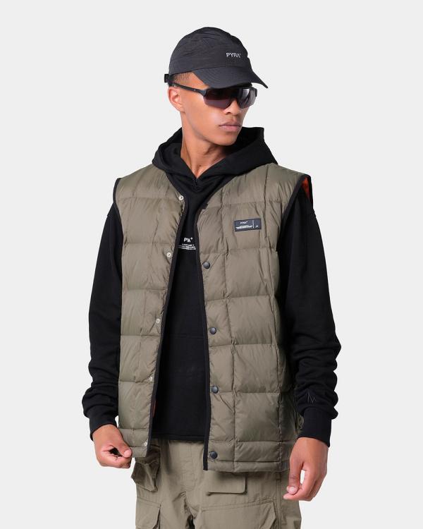 PYRA - Packable Puffa Vest - Coats & Jackets (Olive / Orange) Packable Puffa Vest