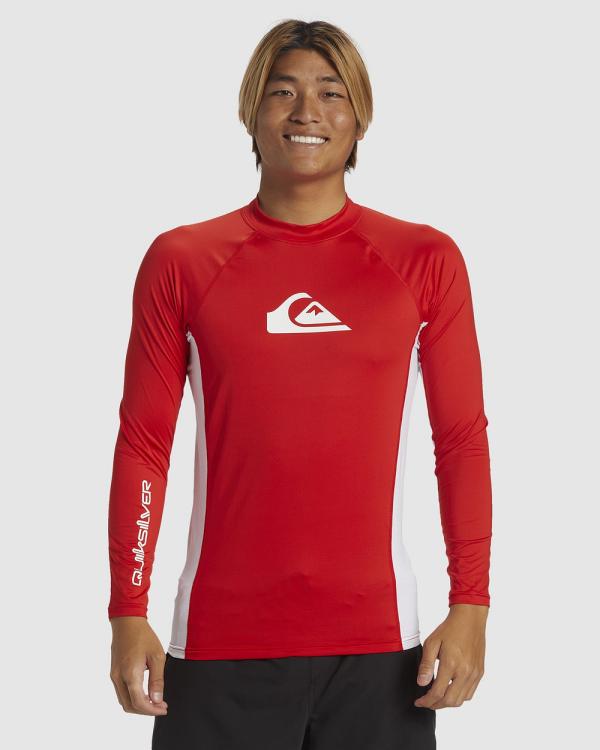 Quiksilver - Mens Everyday Long Sleeve Upf 50 Surf T Shirt - Swimwear (HIGH RISK RED) Mens Everyday Long Sleeve Upf 50 Surf T Shirt