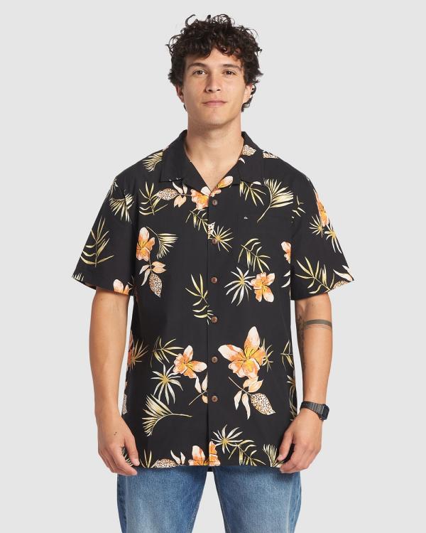 Quiksilver - Mens Tropical Floral Short Sleeve Shirt - Tops (BLACK TROPICAL FLORAL SS) Mens Tropical Floral Short Sleeve Shirt