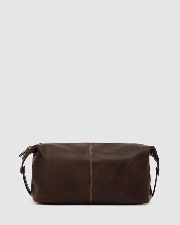 Republic of Florence - Tre Leather Dopp Kit - Beauty (Chocolate) Tre Leather Dopp Kit