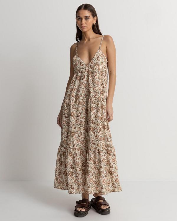 Rhythm - Raya Paisley Tiered Midi Dress - Printed Dresses (Natural) Raya Paisley Tiered Midi Dress