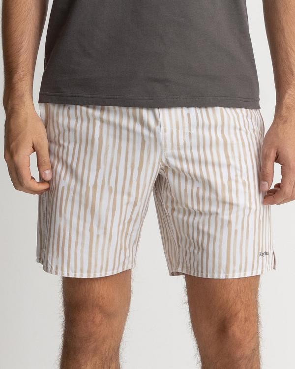 Rhythm - Striped Beach Shorts - Swimwear (Camel) Striped Beach Shorts