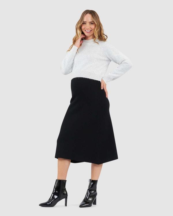 Ripe Maternity - A Line Knit Skirt - Skirts (Black) A-Line Knit Skirt