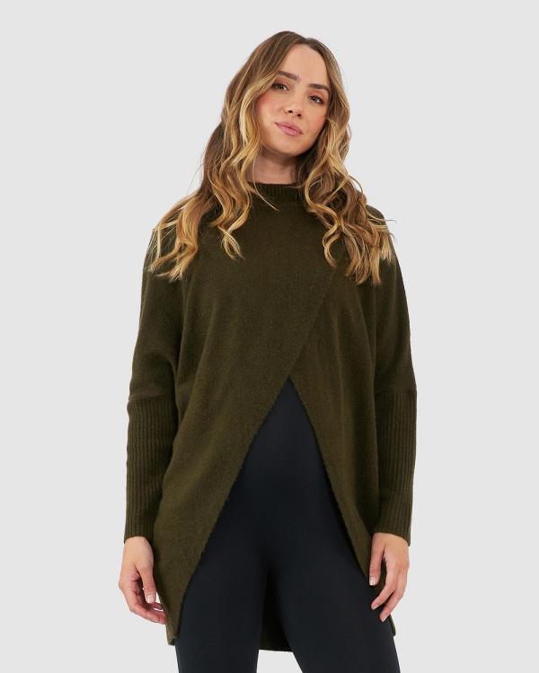 Ripe Maternity - Hallie Cross Over Knit - Jumpers & Cardigans (Green) Hallie Cross Over Knit