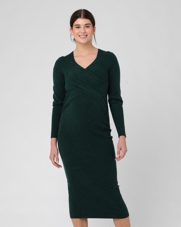 Ripe Maternity - Heidi Nursing Knit Dress - Dresses (Forest) Heidi Nursing Knit Dress