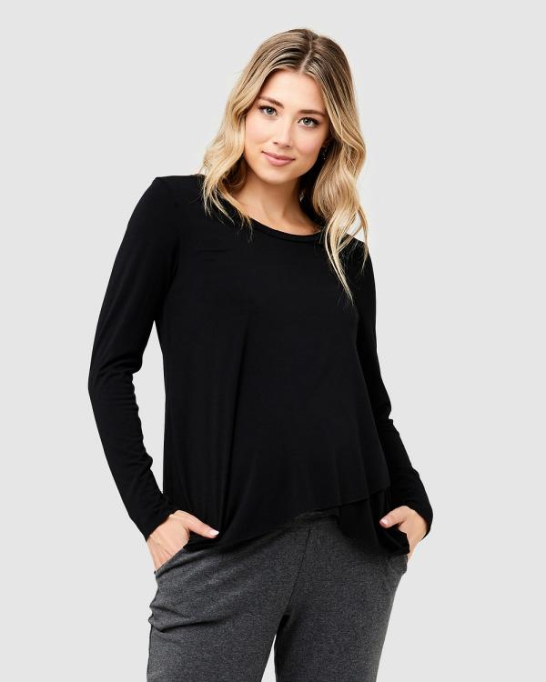 Ripe Maternity - Raw Edge Nursing Top - Tops (Black) Raw Edge Nursing Top