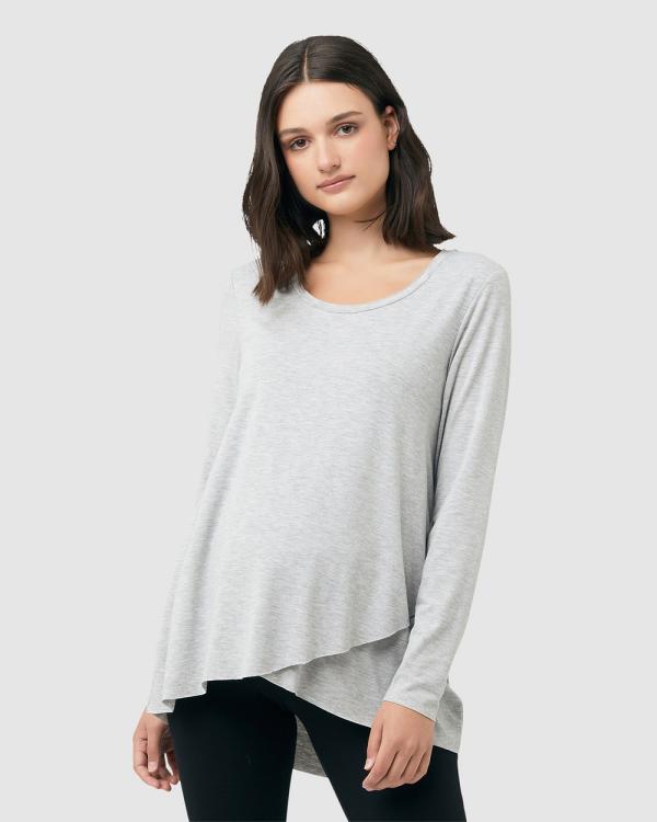 Ripe Maternity - Raw Edge Nursing Top - Tops (Grey) Raw Edge Nursing Top