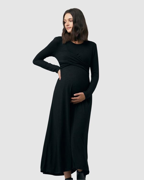 Ripe Maternity - Tara Cross Front Nursing Dress - Dresses (Black) Tara Cross Front Nursing Dress