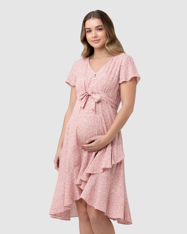Ripe Maternity - Vanessa Tie Front Dress - Dresses (Dusty Coral) Vanessa Tie Front Dress