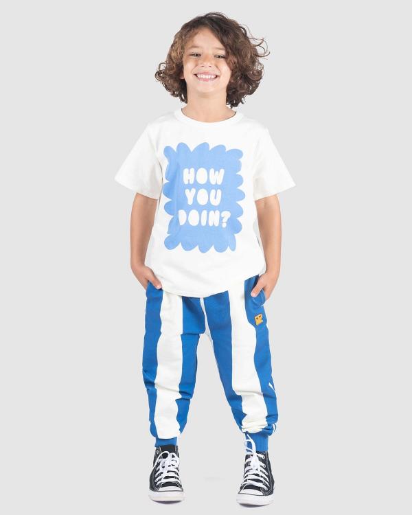 Rock Your Kid - Blue Stripe Track Pants   Kids - Pants (Blue & Cream Stripe) Blue Stripe Track Pants - Kids