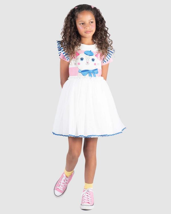 Rock Your Kid - Bonjour Kitten Circus Dress   Kids - Printed Dresses (Cream & Pink Stripe) Bonjour Kitten Circus Dress - Kids