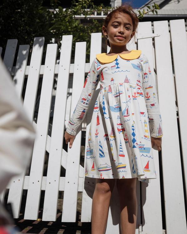Rock Your Kid - High Seas Peter Pan Dress   Kids - Printed Dresses (Cream) High Seas Peter Pan Dress - Kids