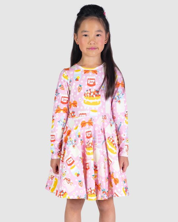 Rock Your Kid - Party Time Pink Waisted Dress   Kids - Printed Dresses (Pink) Party Time Pink Waisted Dress - Kids