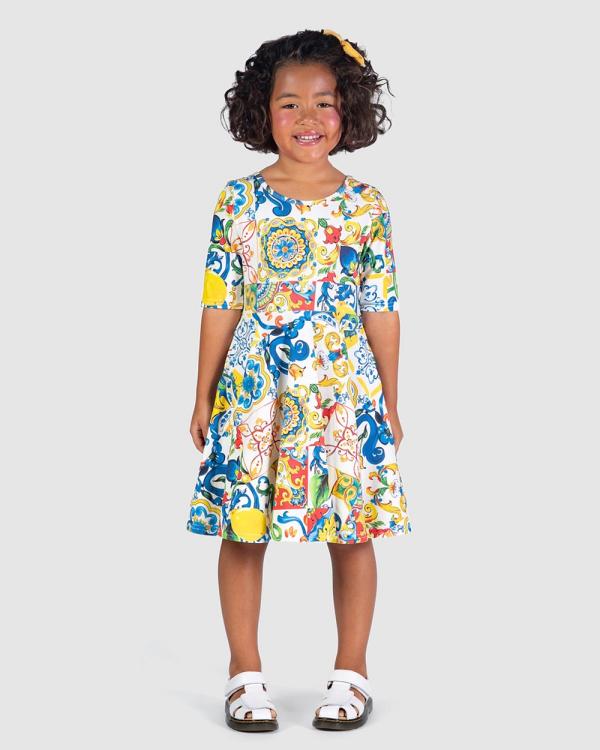 Rock Your Kid - Sicily Mabel Waisted Dress   Kids - Printed Dresses (Multi) Sicily Mabel Waisted Dress - Kids