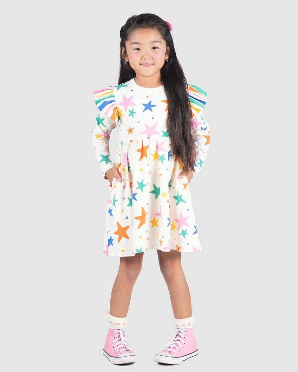 Rock Your Kid - Stars Stripes High Waisted Dress   Kids - Printed Dresses (Multi) Stars Stripes High Waisted Dress - Kids
