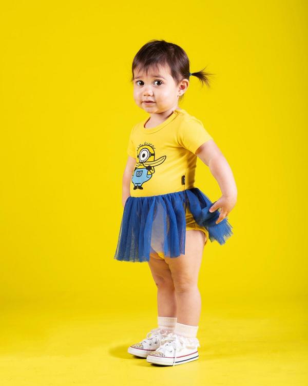 Rock Your Kid - THE ICONIC EXCLUSIVE MINIONS Bananas Tulle Bodysuit   Babies - Bodysuits (Yellow & Blue) THE ICONIC EXCLUSIVE MINIONS Bananas Tulle Bodysuit - Babies