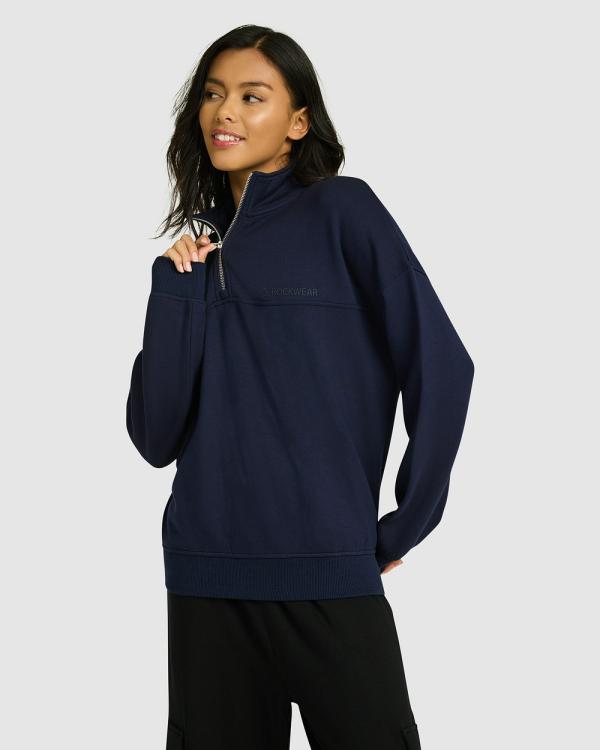 Rockwear - Legacy Fleece Half Zip Sweatshirt - Tops (FRENCH NAVY) Legacy Fleece Half Zip Sweatshirt