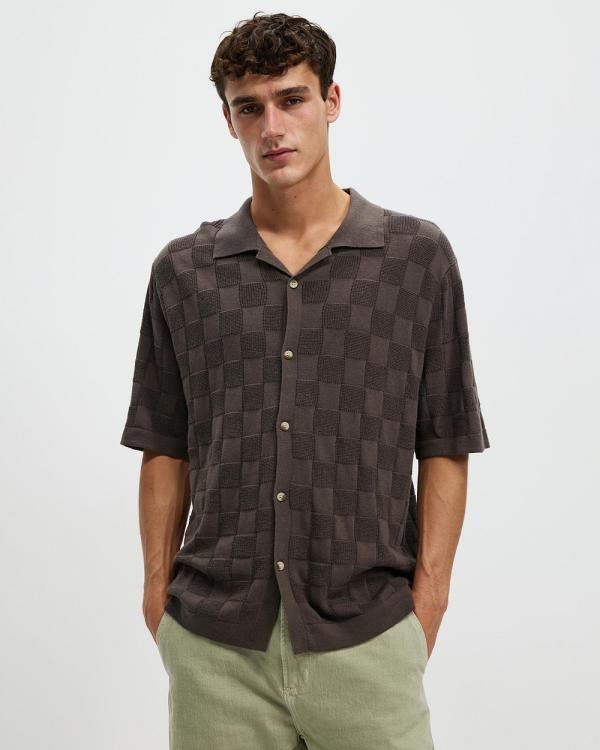 Rolla's - Checker Knit Shirt - Casual shirts (Brown) Checker Knit Shirt