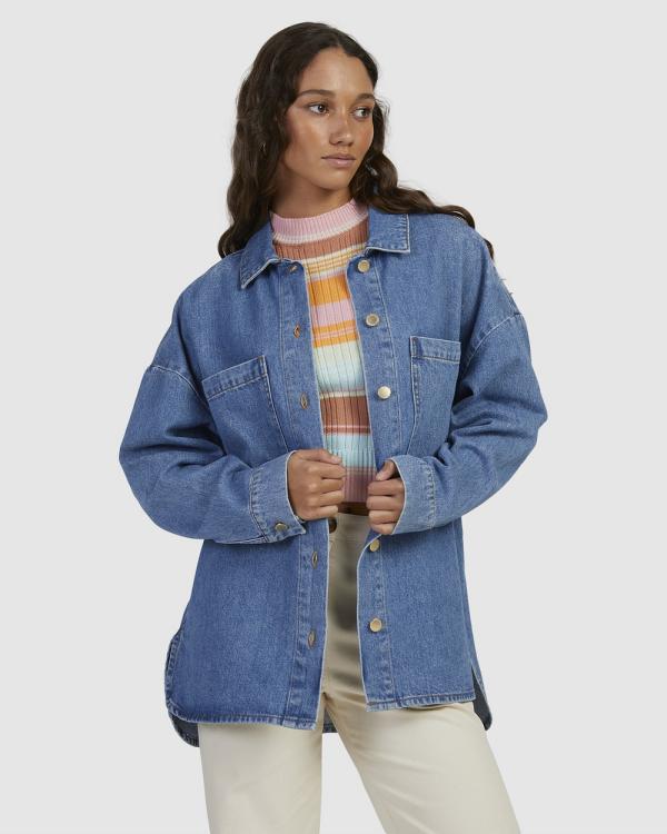 Roxy - Womens Our Love Shacket Denim Jacket - Coats & Jackets (LIGHT BLUE) Womens Our Love Shacket Denim Jacket