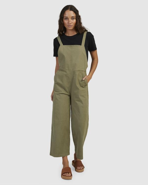 Roxy - Womens Sweet Memory Dungarees - Dresses & Onesies (DEEP LICHEN GREEN) Womens Sweet Memory Dungarees