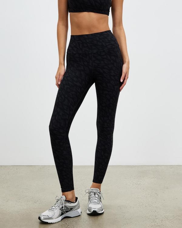 Running Bare - Ab Waisted Power Luxe Tights - Full Tights (Nora Black) Ab Waisted Power Luxe Tights