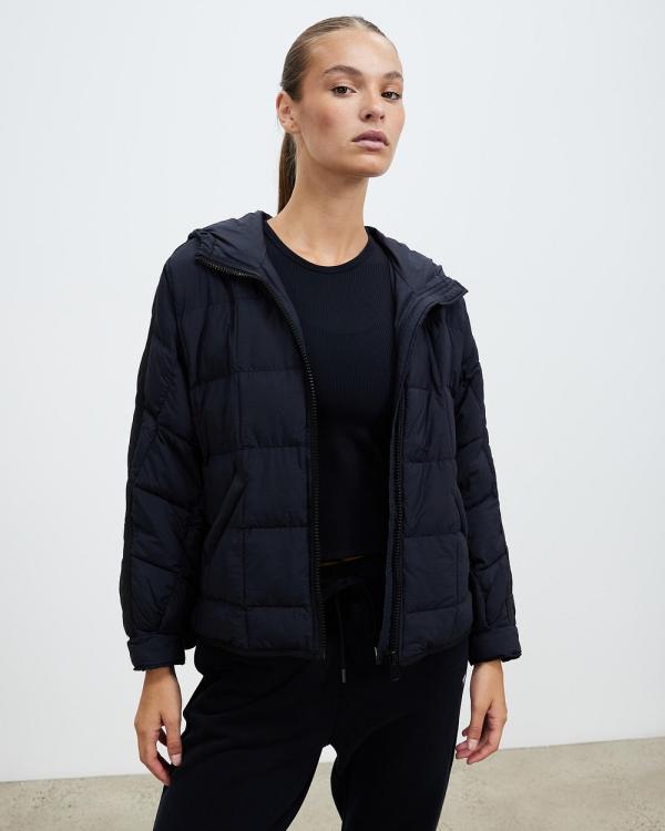 Running Bare - Pacific Crest Hooded Packable Puffer Jacket - Coats & Jackets (Black) Pacific Crest Hooded Packable Puffer Jacket