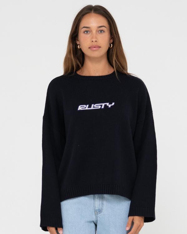 Rusty - Rider Relaxed Crew Neck Knit - Jumpers & Cardigans (BLK) Rider Relaxed Crew Neck Knit