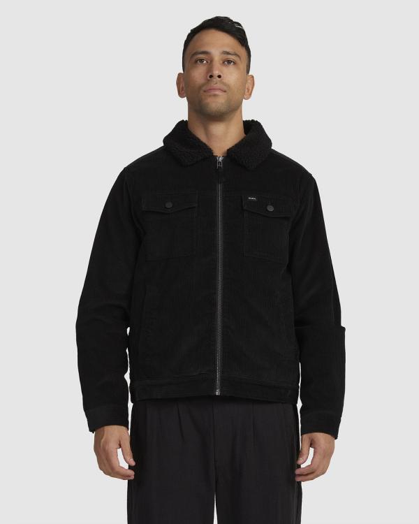 RVCA - Easy Sherpa   Corduroy Jacket For Men - Coats & Jackets (PIRATE BLACK) Easy Sherpa   Corduroy Jacket For Men