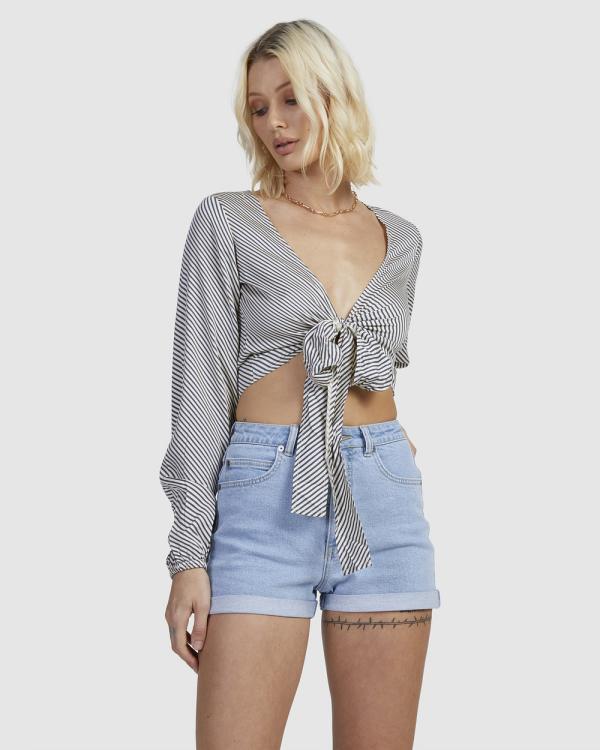 RVCA - Eclipse Ls Tie Front Top - Cropped tops (SALT) Eclipse Ls Tie Front Top