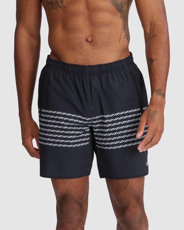 RVCA - Yogger Stretch Elastic Shorts 17 - Shorts (BLACK/WHITE) Yogger Stretch Elastic Shorts 17