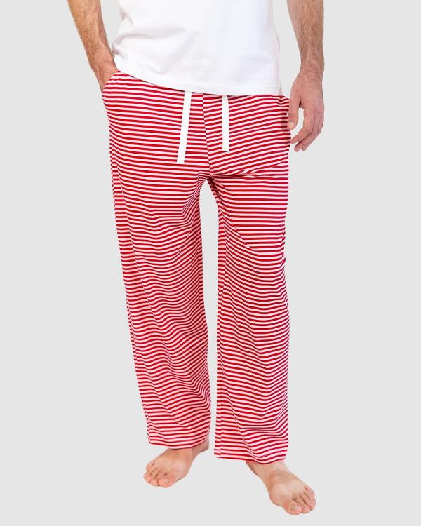Sant And Abel - Men's Jersey Red Stripe PJ Pants - Sleepwear (Blue) Men's Jersey Red Stripe PJ Pants