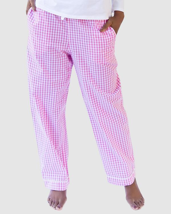 Sant And Abel - Women's Hepburn Gingham Pink Long PJ Pants - Sleepwear (Pink) Women's Hepburn Gingham Pink Long PJ Pants