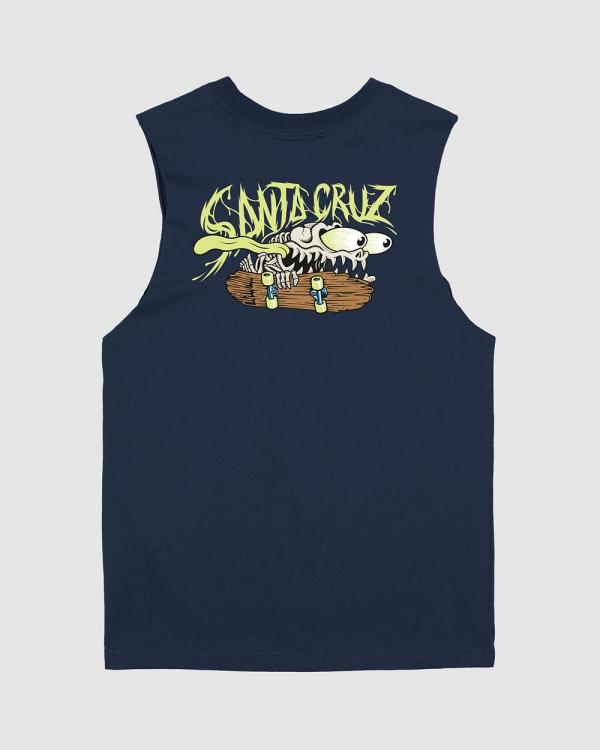 Santa Cruz - Bone Slasher Muscle   Teens - T-Shirts & Singlets (Navy) Bone Slasher Muscle - Teens