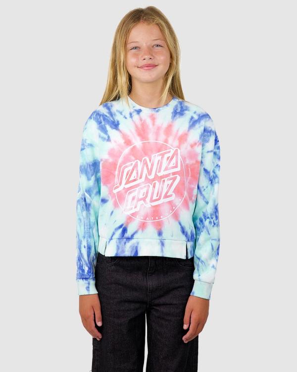 Santa Cruz - Opus Dot Front Tie Dye Sweater   Teens - Sweats (Multi Tie Dye) Opus Dot Front Tie Dye Sweater - Teens