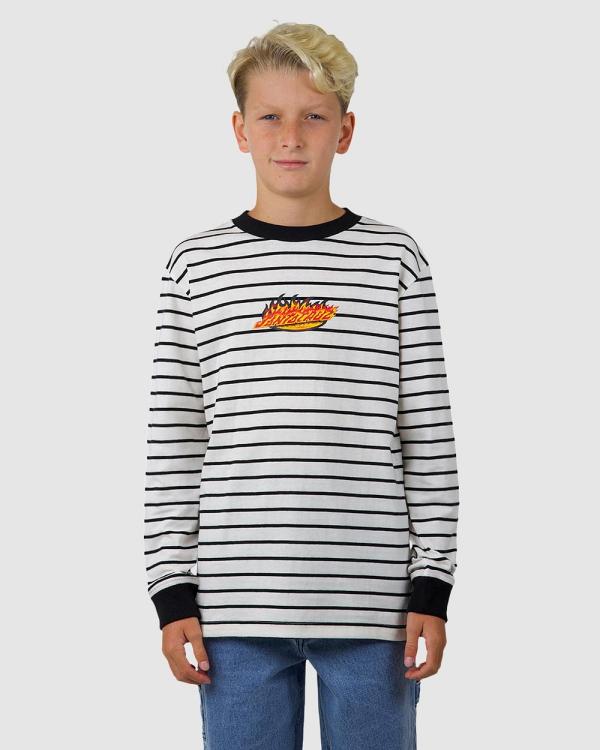 Santa Cruz - Ultimate Flame Strip Stripe LS Tee   Teens - T-Shirts & Singlets (Black & White) Ultimate Flame Strip Stripe LS Tee - Teens