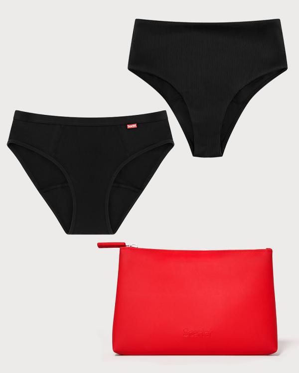 Scarlet - Scarlet Period Brief + Swim BFFs Set - Wellness (Black) Scarlet Period Brief + Swim BFFs Set