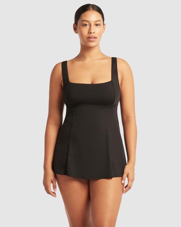 Sea Level Australia - Essentials Square Neck Swim Dress - One-Piece / Swimsuit (Black) Essentials Square Neck Swim Dress