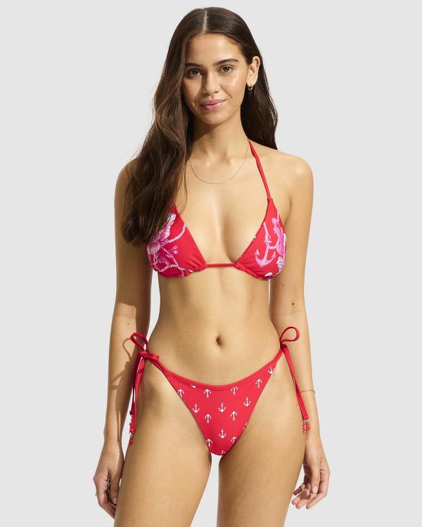 Seafolly - Ahoy Reversible Slide Triangle Bikini Top - Bikini Tops (Chilli Red) Ahoy Reversible Slide Triangle Bikini Top
