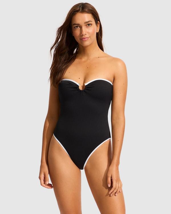 Seafolly - Ring Front Bandeau One Piece - One-Piece / Swimsuit (Black) Ring Front Bandeau One Piece