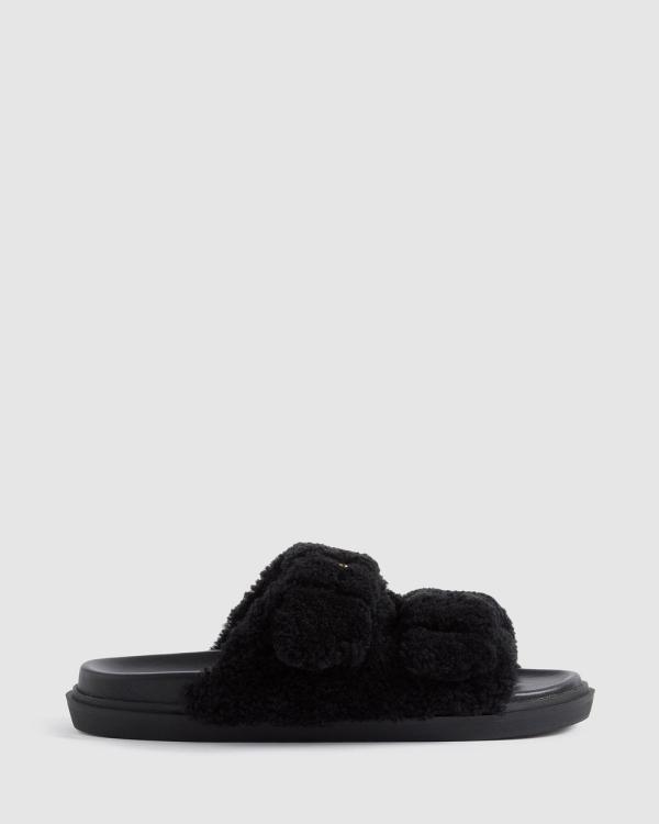 Seed Heritage - Darcie Shearling Slide - Flats (Black) Darcie Shearling Slide