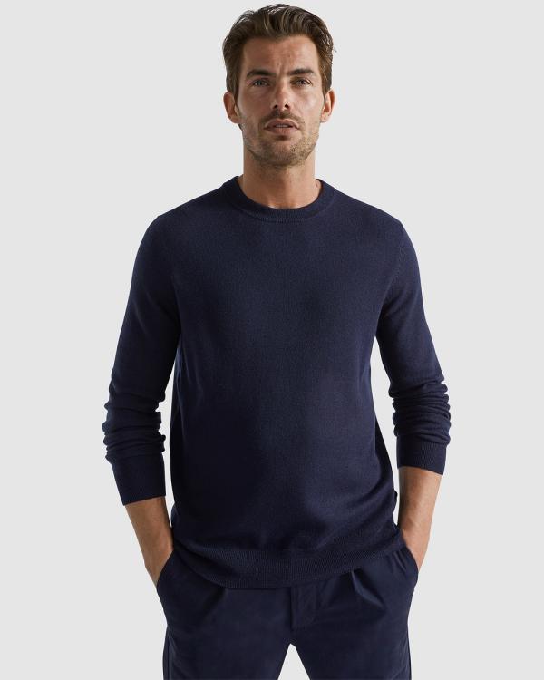 Seed Heritage - Merino Wool Crew Knit - T-Shirts & Singlets (Midnight Blue) Merino Wool Crew Knit