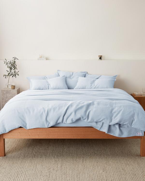 Sheet Society - Eve Linen Fitted Sheet Set - Home (Blue) Eve Linen Fitted Sheet Set