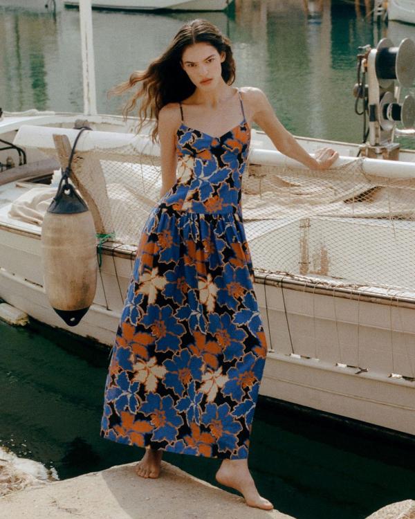 Shona Joy - Karla Panelled Bustier Maxi Dress - Printed Dresses (Strong Blue & Multi) Karla Panelled Bustier Maxi Dress