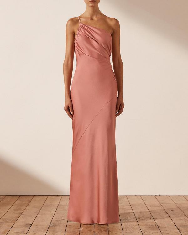 Shona Joy - Luxe Asymmetrical Gathered Maxi Dress - Bridesmaid Dresses (Rose) Luxe Asymmetrical Gathered Maxi Dress