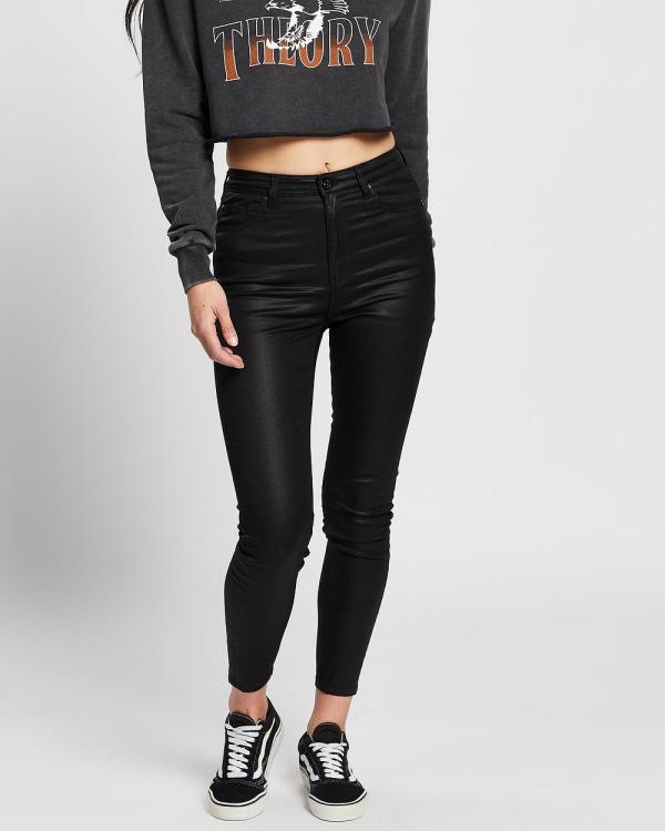 Silent Theory - The Vice High Skinny Jeans - High-Waisted (COATED BLACK) The Vice High Skinny Jeans