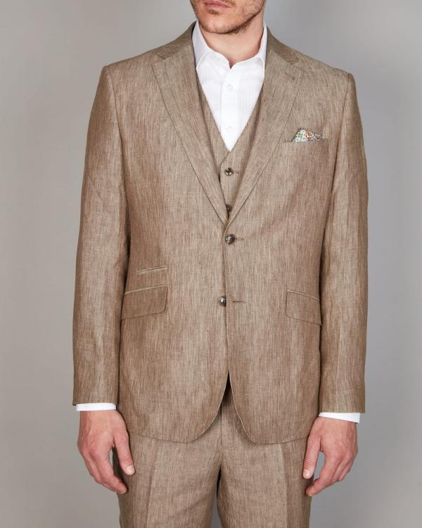 Simon Carter - Grant Linen Tailored Suit Jacket - Suits & Blazers (LIGHT BROWN) Grant Linen Tailored Suit Jacket