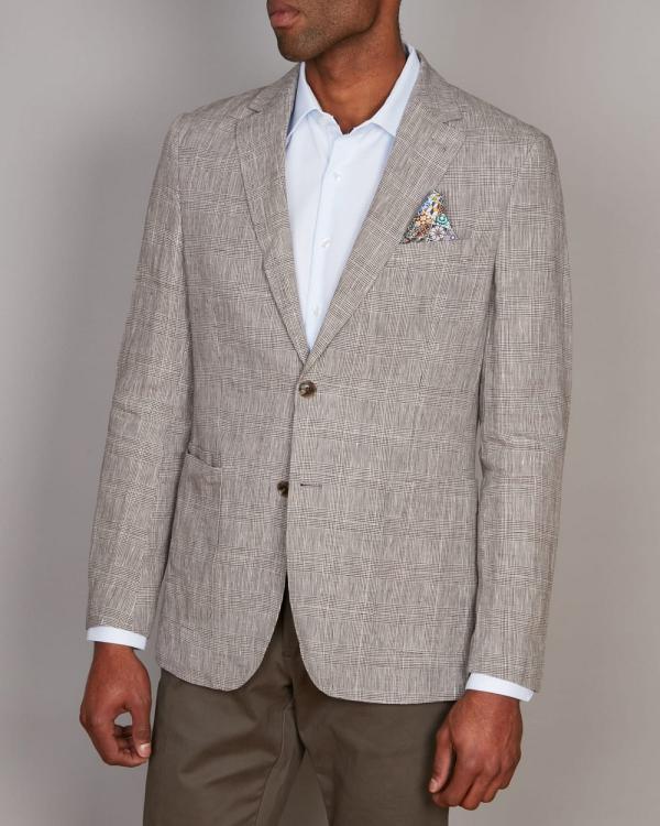 Simon Carter - Stone Linen Check Blazer - Suits & Blazers (STONE) Stone Linen Check Blazer